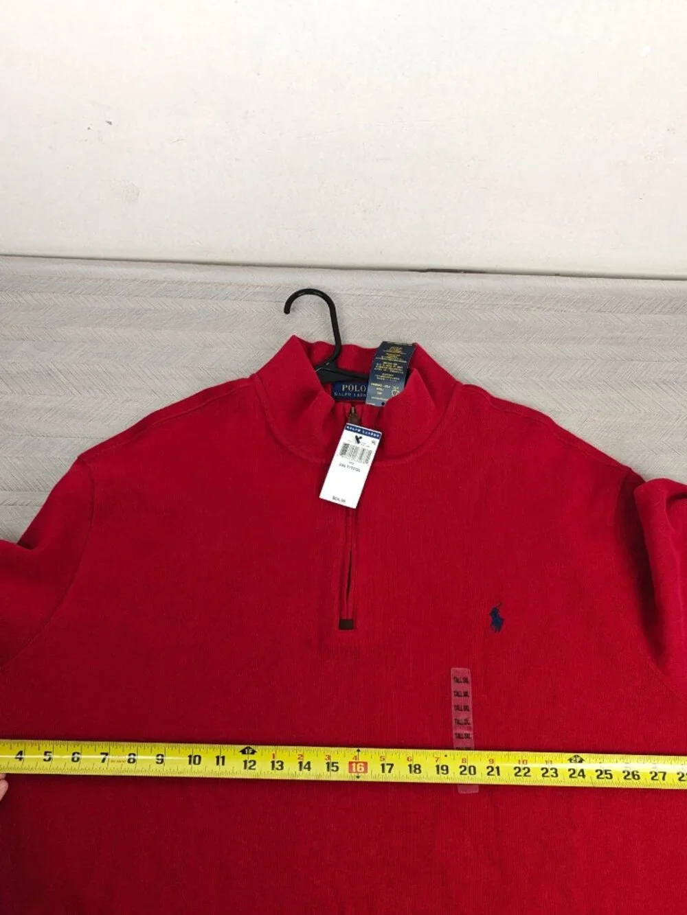 NWT Polo Ralph Lauren Men's Red Quarter-Zip Pullover Sweater Size 3XLT Cotton Kn